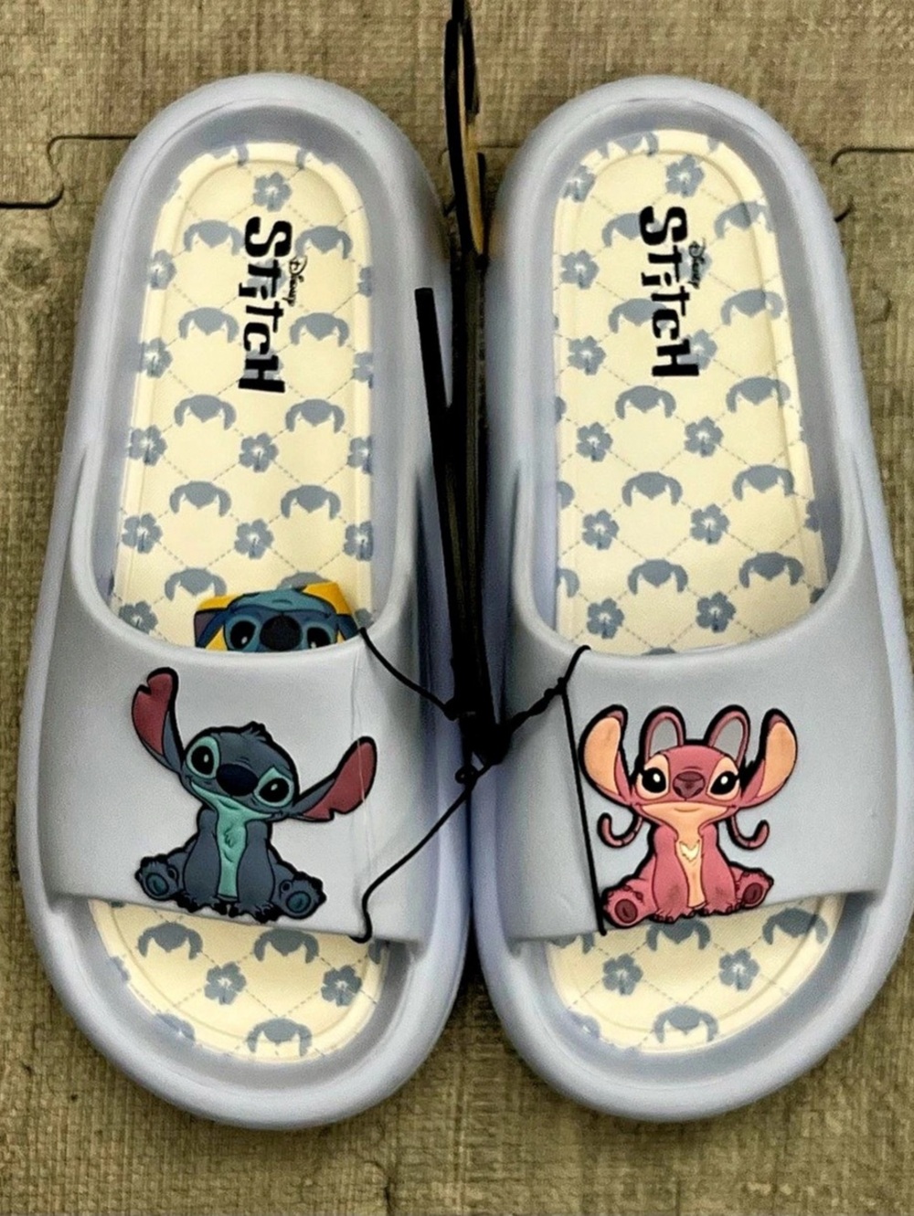 Ground Up Disney Stitch 3D Ladies Slides Gray & Pink